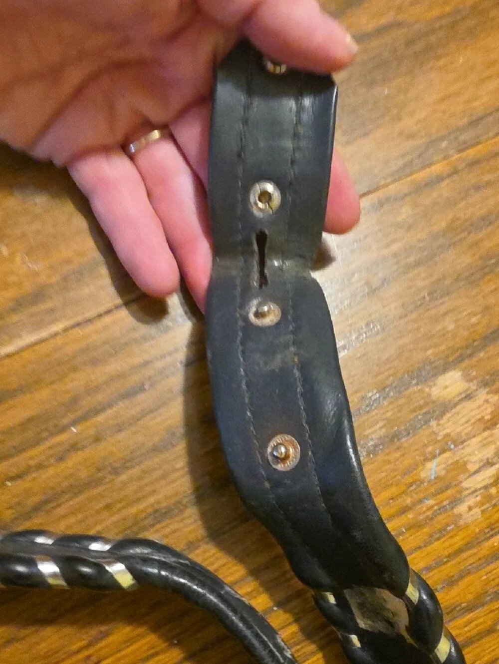 Justin Vintage Gray Leather Belt with Contrasting Stitch Detail